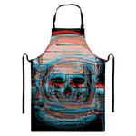 Digital Glitch Astronaut Skull Print Bib Apron With Pocket