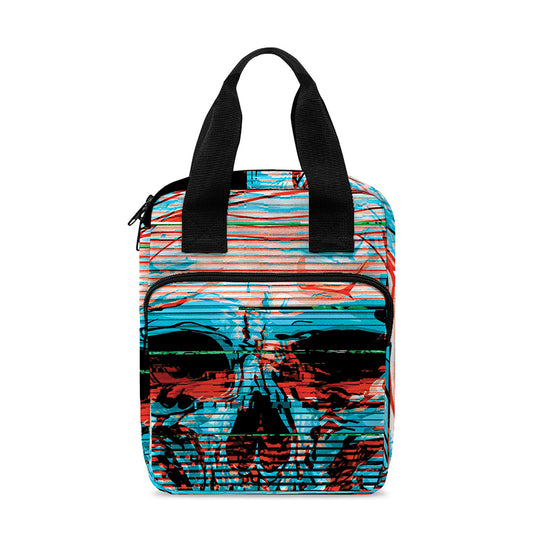 Digital Glitch Astronaut Skull Print Bible Tote Bag
