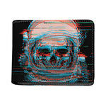 Digital Glitch Astronaut Skull Print Bifold Wallet