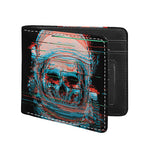 Digital Glitch Astronaut Skull Print Bifold Wallet
