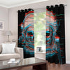 Digital Glitch Astronaut Skull Print Blackout Grommet Curtains