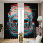 Digital Glitch Astronaut Skull Print Blackout Pencil Pleat Curtains