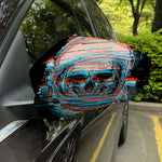 Digital Glitch Astronaut Skull Print Car Side Mirror Covers