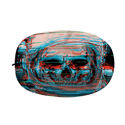 Digital Glitch Astronaut Skull Print Car Side Mirror Covers