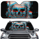 Digital Glitch Astronaut Skull Print Car Windshield Sun Shade