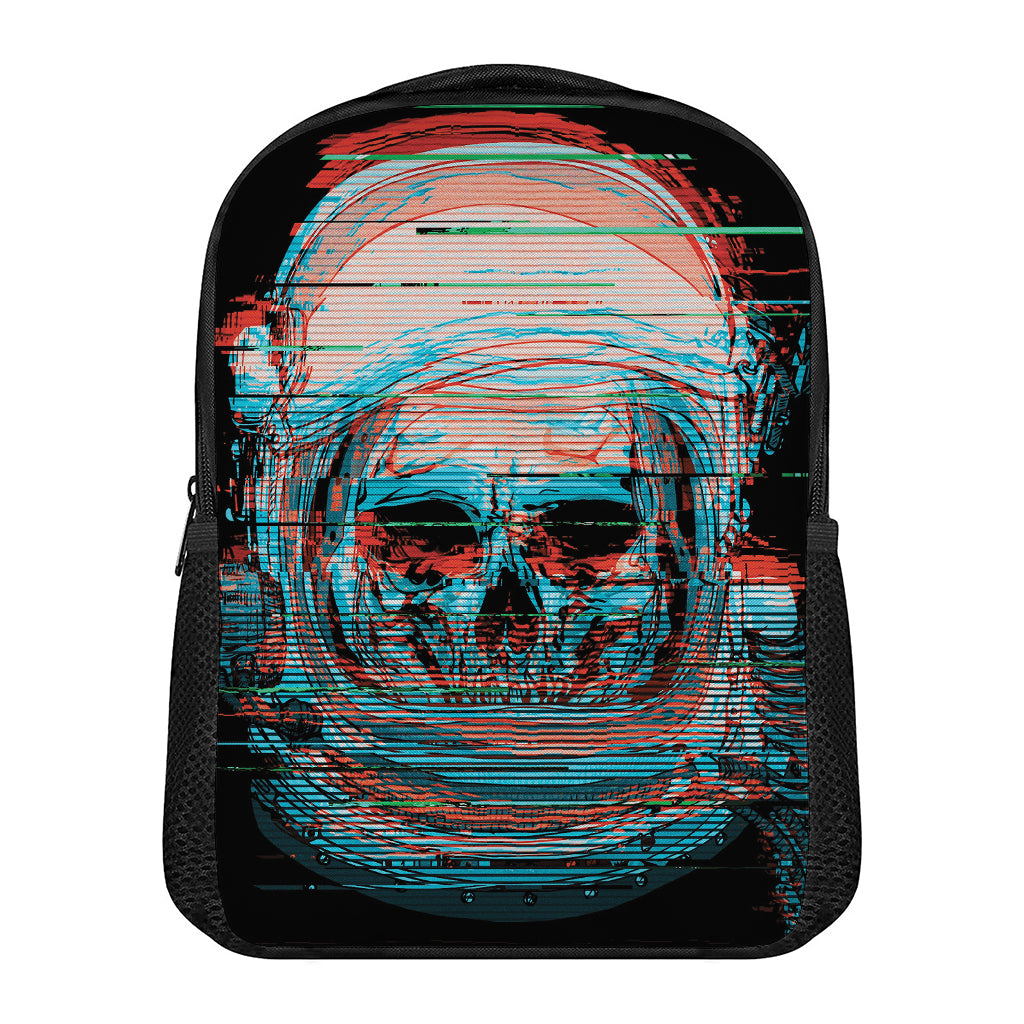 Digital Glitch Astronaut Skull Print Casual Backpack