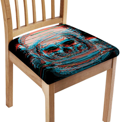 Digital Glitch Astronaut Skull Print Chair Cushion Cover