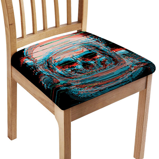 Digital Glitch Astronaut Skull Print Chair Cushion Cover