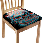 Digital Glitch Astronaut Skull Print Chair Cushion Cover