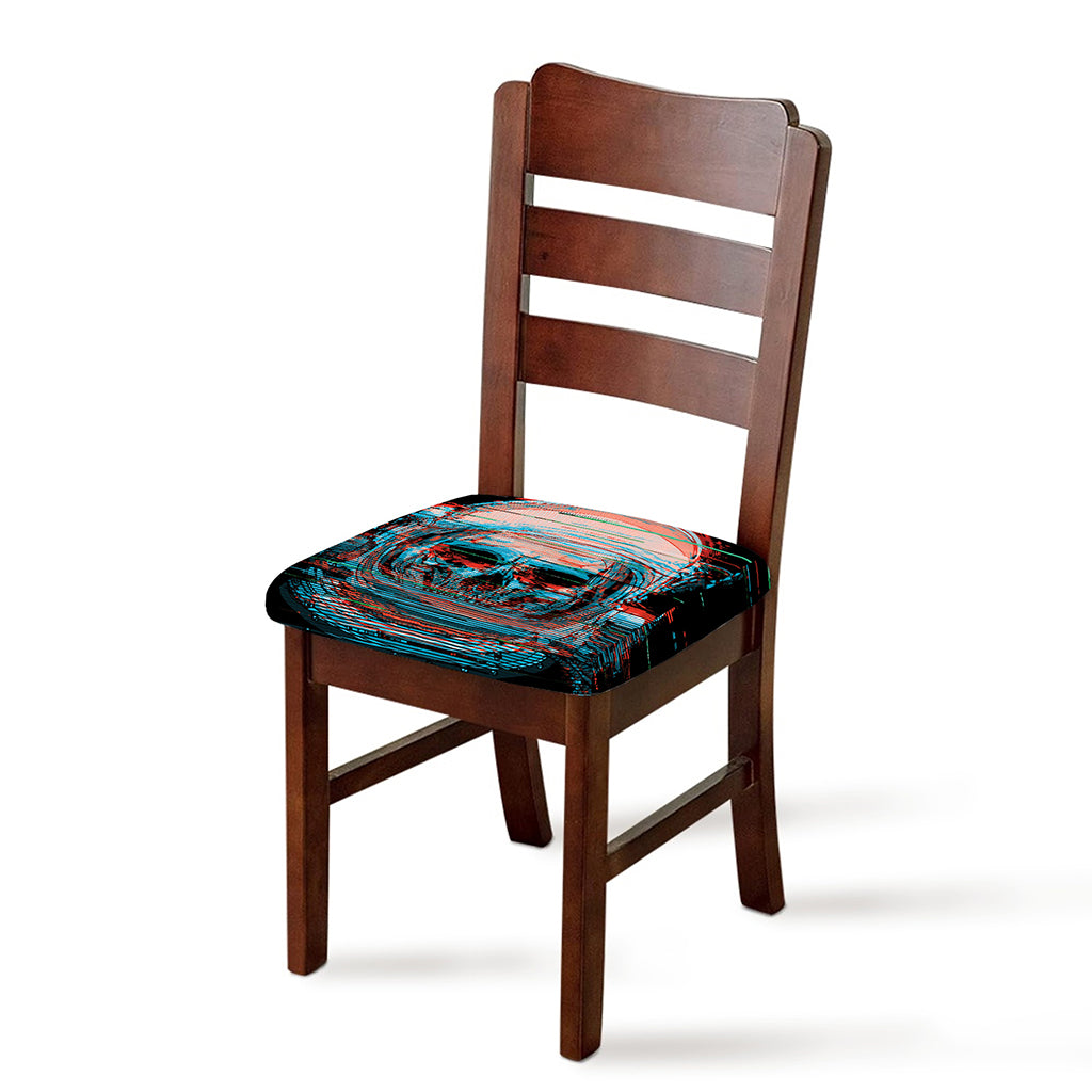 Digital Glitch Astronaut Skull Print Chair Cushion Cover