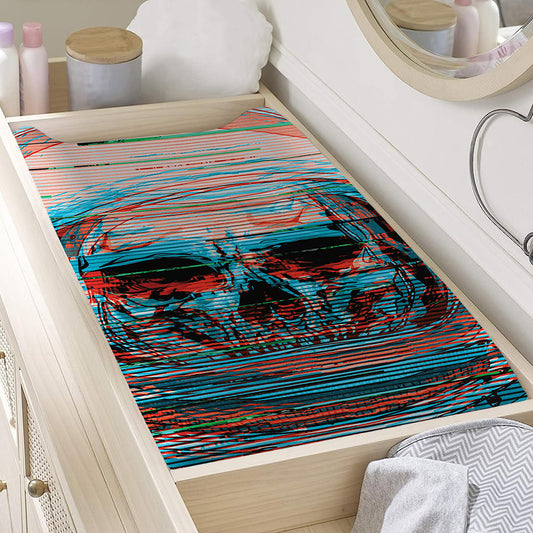 Digital Glitch Astronaut Skull Print Changing Pad Cover