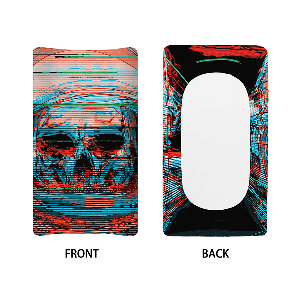 Digital Glitch Astronaut Skull Print Changing Pad Cover