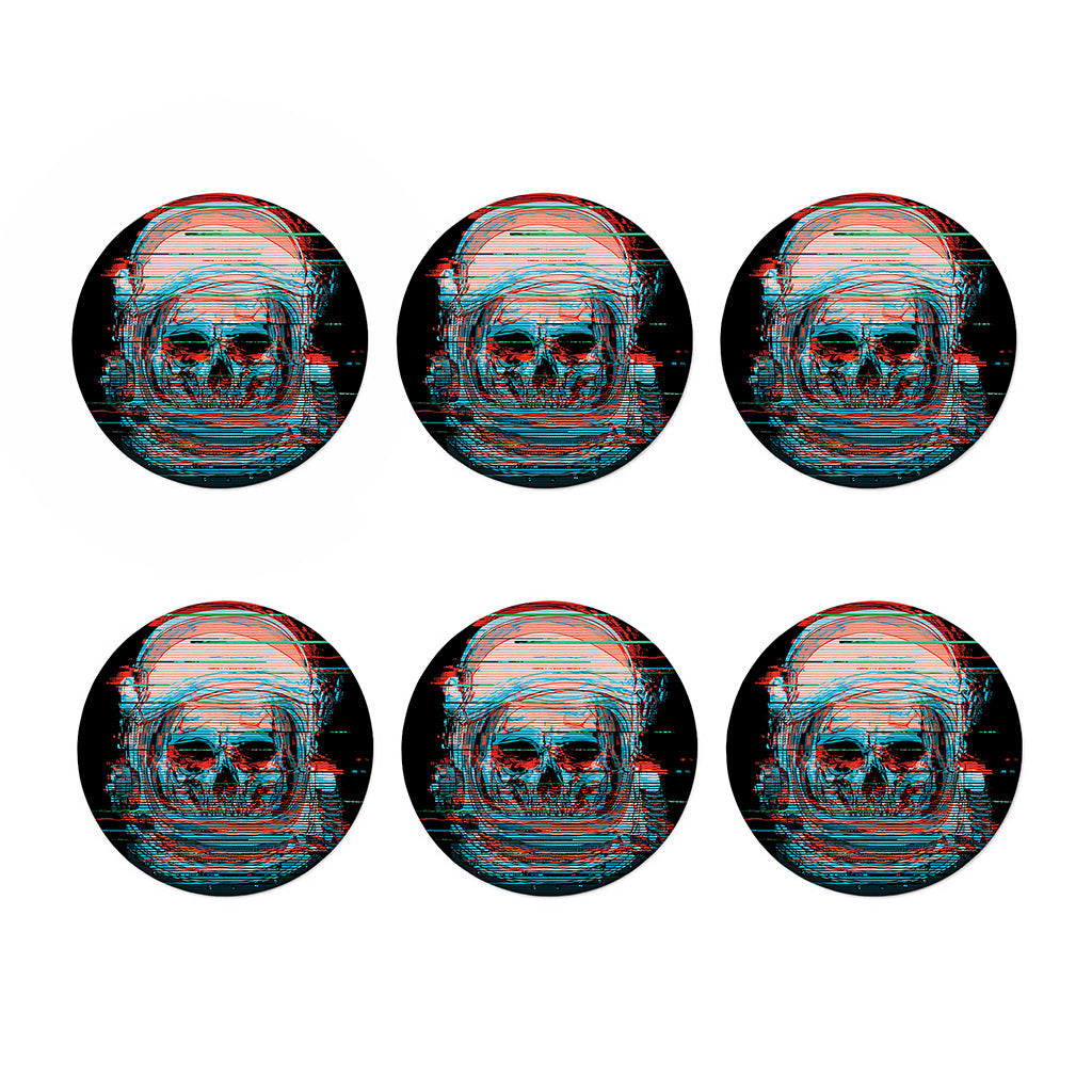 Digital Glitch Astronaut Skull Print Coaster Set