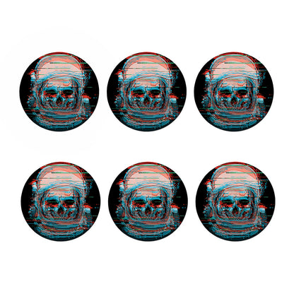Digital Glitch Astronaut Skull Print Coaster Set