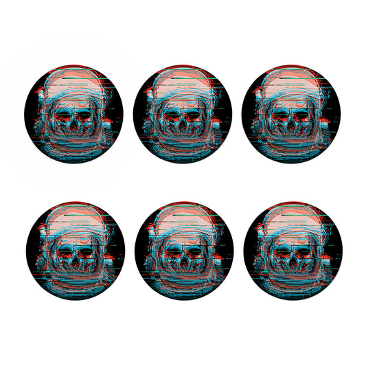 Digital Glitch Astronaut Skull Print Coaster Set