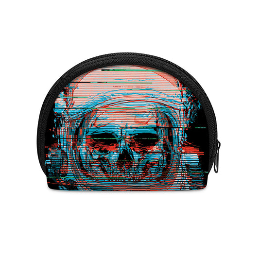 Digital Glitch Astronaut Skull Print Coin Purse