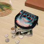 Digital Glitch Astronaut Skull Print Coin Purse