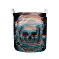 Digital Glitch Astronaut Skull Print Collapsible Laundry Basket