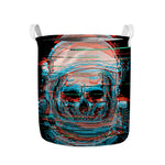 Digital Glitch Astronaut Skull Print Collapsible Laundry Basket