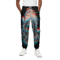 Digital Glitch Astronaut Skull Print Cotton Sweatpants