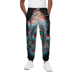 Digital Glitch Astronaut Skull Print Cotton Pants