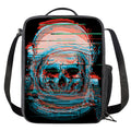 Digital Glitch Astronaut Skull Print Crossbody Lunch Bag