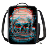 Digital Glitch Astronaut Skull Print Crossbody Lunch Bag