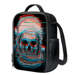 Digital Glitch Astronaut Skull Print Crossbody Lunch Bag