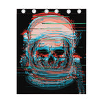 Digital Glitch Astronaut Skull Print Curtain