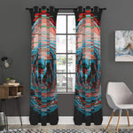 Digital Glitch Astronaut Skull Print Curtain