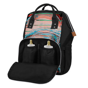 Digital Glitch Astronaut Skull Print Diaper Bag