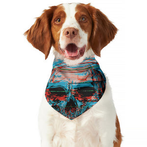 Digital Glitch Astronaut Skull Print Dog Bandana