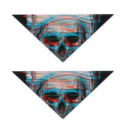 Digital Glitch Astronaut Skull Print Dog Bandana