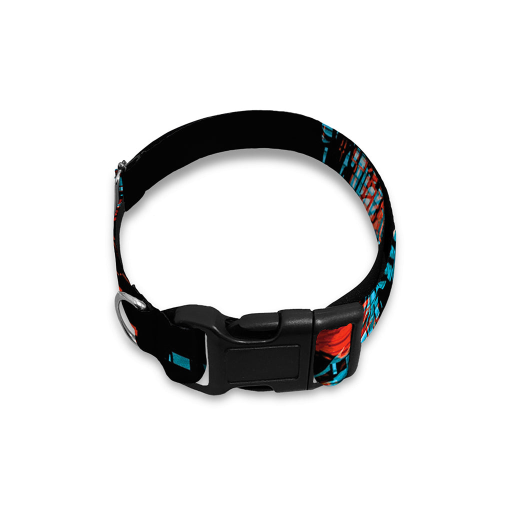 Digital Glitch Astronaut Skull Print Dog Collar
