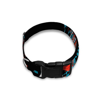 Digital Glitch Astronaut Skull Print Dog Collar
