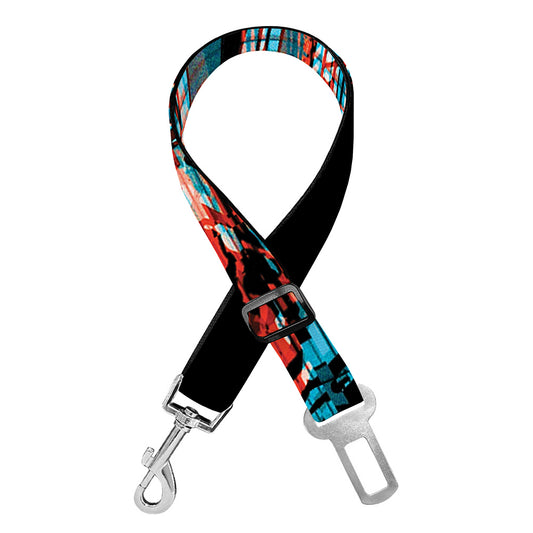 Digital Glitch Astronaut Skull Print Dog Seat Belt