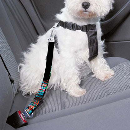 Digital Glitch Astronaut Skull Print Dog Seat Belt