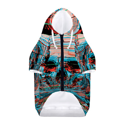 Digital Glitch Astronaut Skull Print Dog Zip Up Hoodie