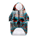 Digital Glitch Astronaut Skull Print Dog Zip Up Hoodie