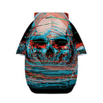 Digital Glitch Astronaut Skull Print Dog Zip Up Hoodie