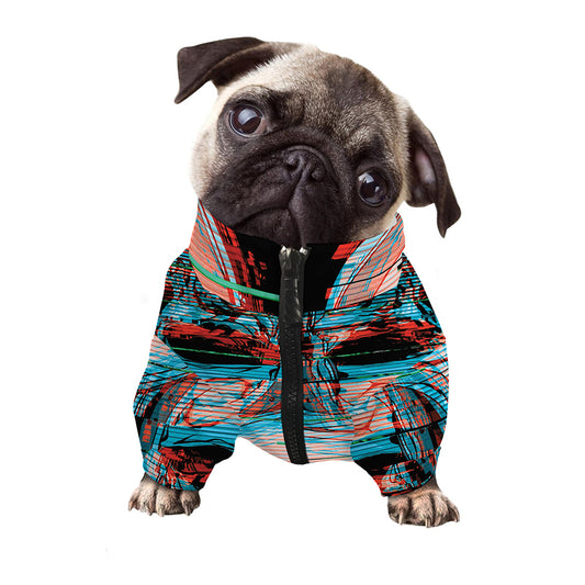 Digital Glitch Astronaut Skull Print Dog Zip Up Jacket