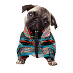 Digital Glitch Astronaut Skull Print Dog Zip Up Jacket