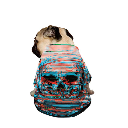 Digital Glitch Astronaut Skull Print Dog Zip Up Jacket