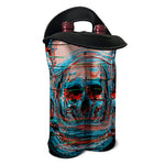 Digital Glitch Astronaut Skull Print Double Neoprene Wine Tote