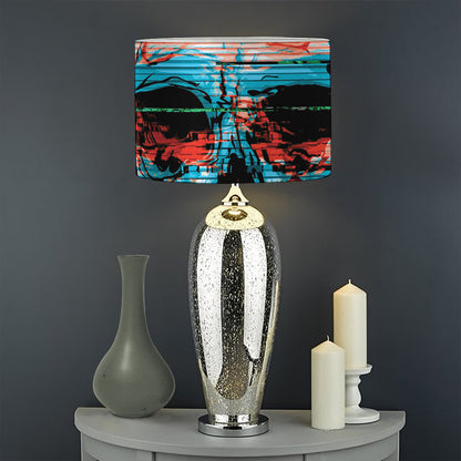 Digital Glitch Astronaut Skull Print Drum Lamp Shade