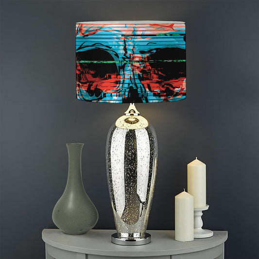 Digital Glitch Astronaut Skull Print Drum Lamp Shade
