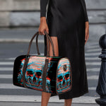Digital Glitch Astronaut Skull Print Duffle Bag