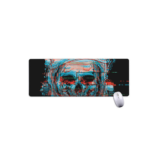 Digital Glitch Astronaut Skull Print Extended Mouse Pad