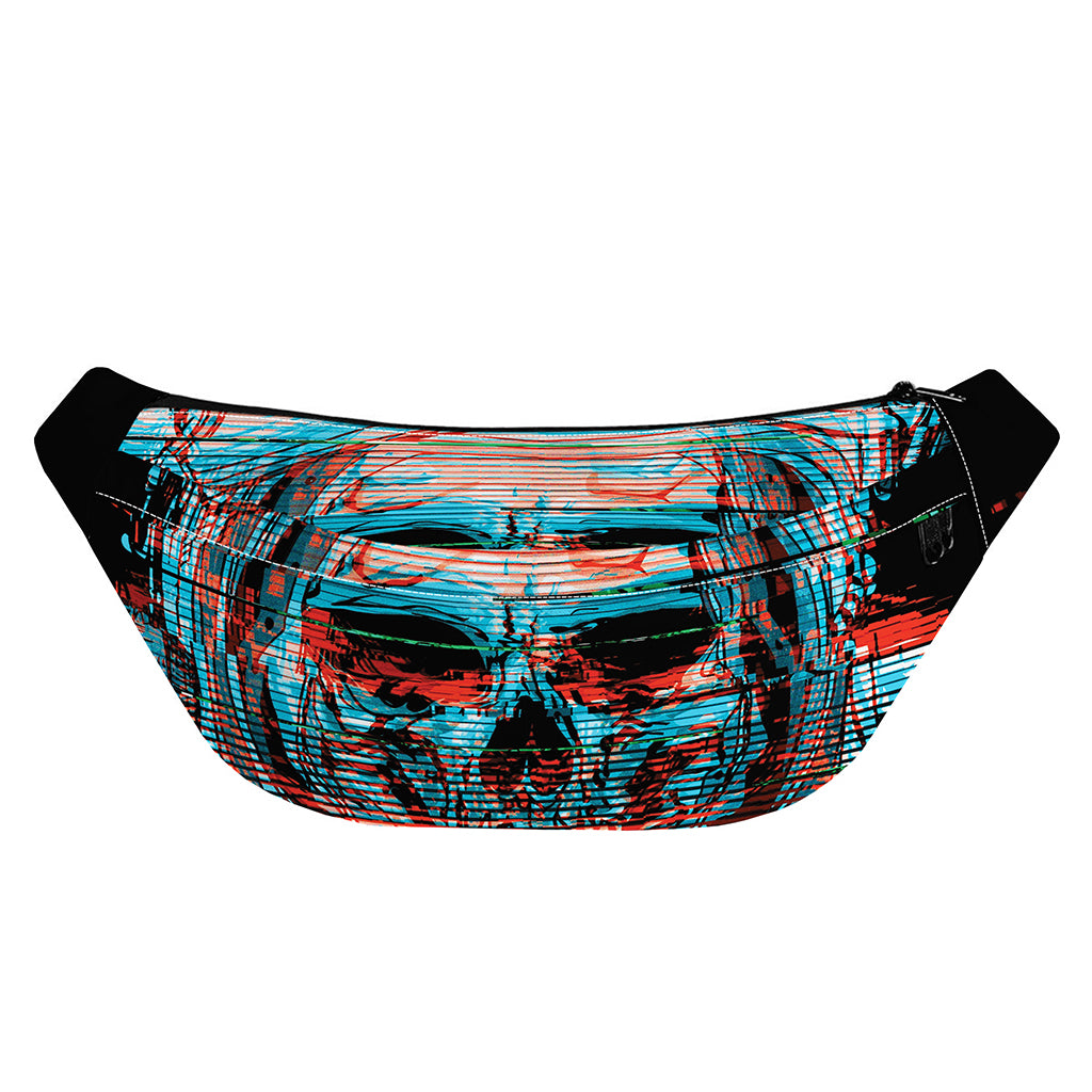 Digital Glitch Astronaut Skull Print Fanny Pack