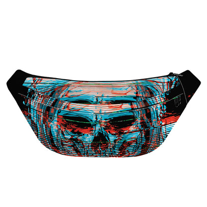 Digital Glitch Astronaut Skull Print Fanny Pack